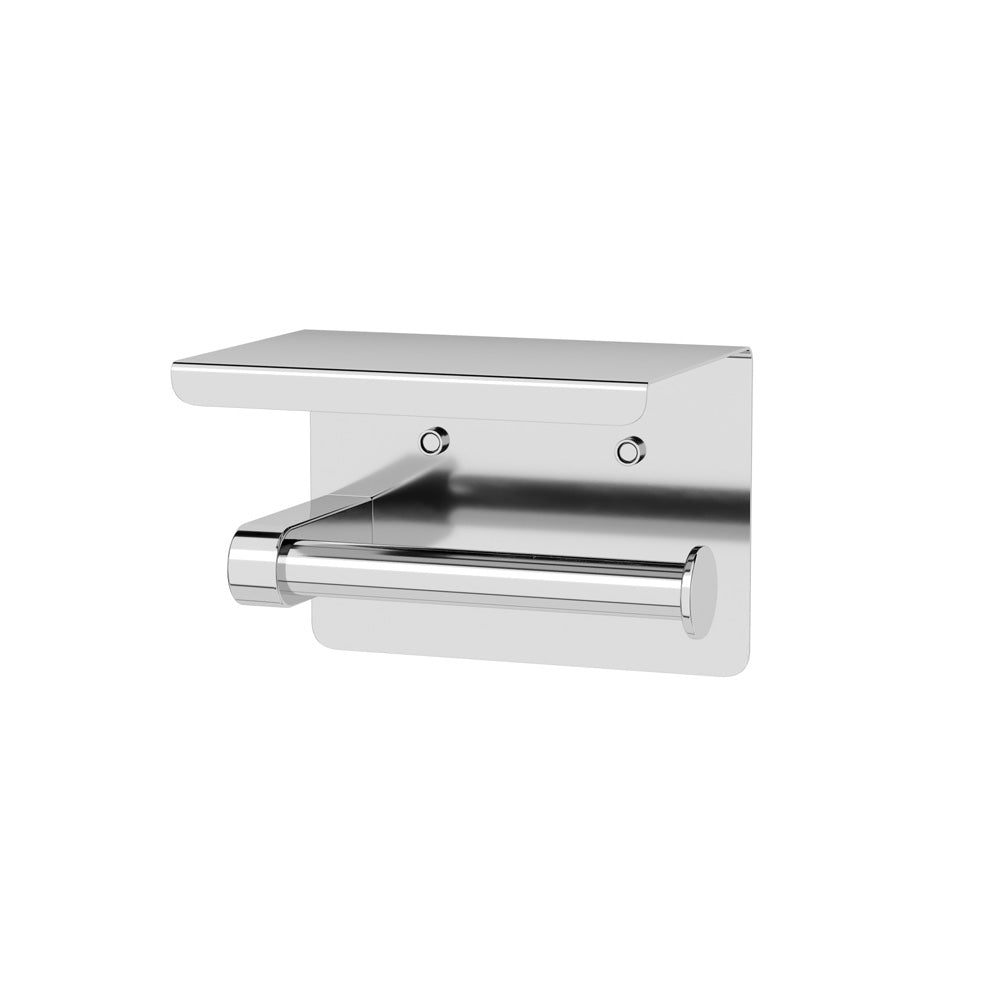 Elle Elite Toilet Roll Holder With Shelf - Chrome