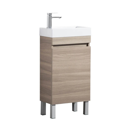 450mm Evie Mini Floor Vanity PVC Right Side Drawers - Cabinet Only - Oak