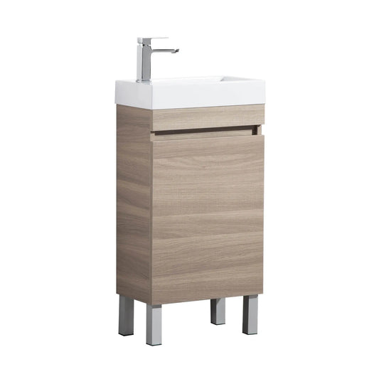 450mm Evie Mini Floor Vanity PVC Right Side Drawers - Cabinet Only - Oak