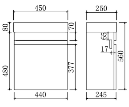 450mm Evie Mini Wall Hung Vanity PVC - Cabinet Only - Oak