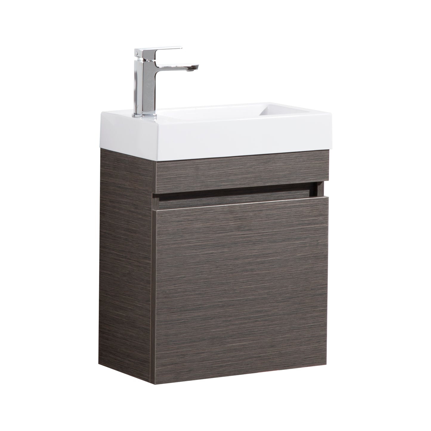 450mm Evie Mini Wall Hung Vanity PVC Right Hinge - Cabinet Only - Dark Brown