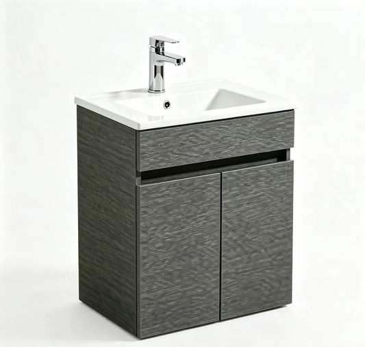 600mm Evie Slim Wall Hung Vanity PVC - Cabinet Only - Dark Brown