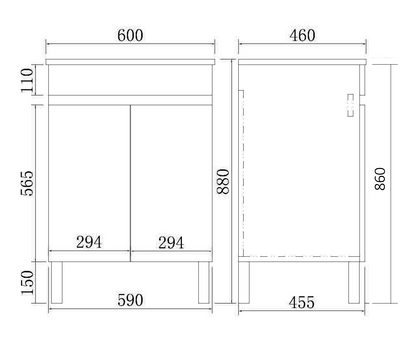 600mm Evie Floor Vanity PVC - Cabinet Only - Dark Brown