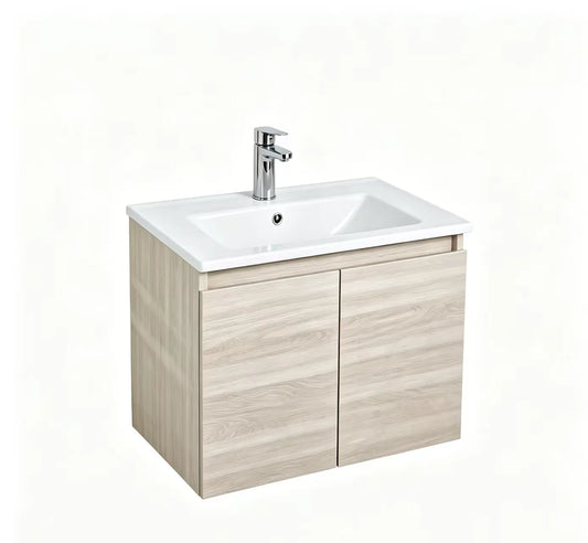 750mm Evie Slim Wall Hung Vanity PVC - Cabinet Only - Oak