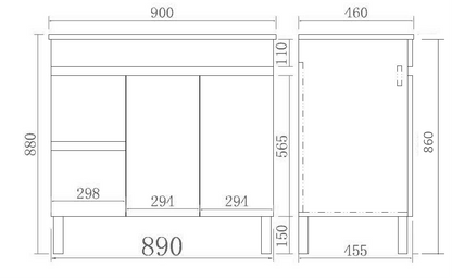 900mm Evie Floor Vanity PVC Left Side Drawers - Cabinet Only - Dark Brown