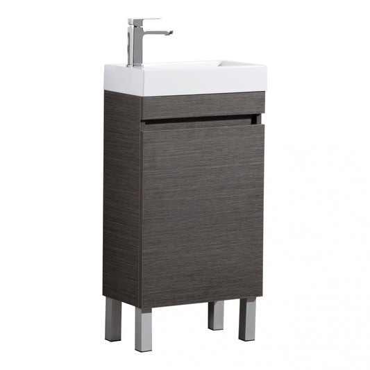 450mm Evie Mini Floor Vanity PVC Right Side Drawers - Cabinet Only - Dark Brown