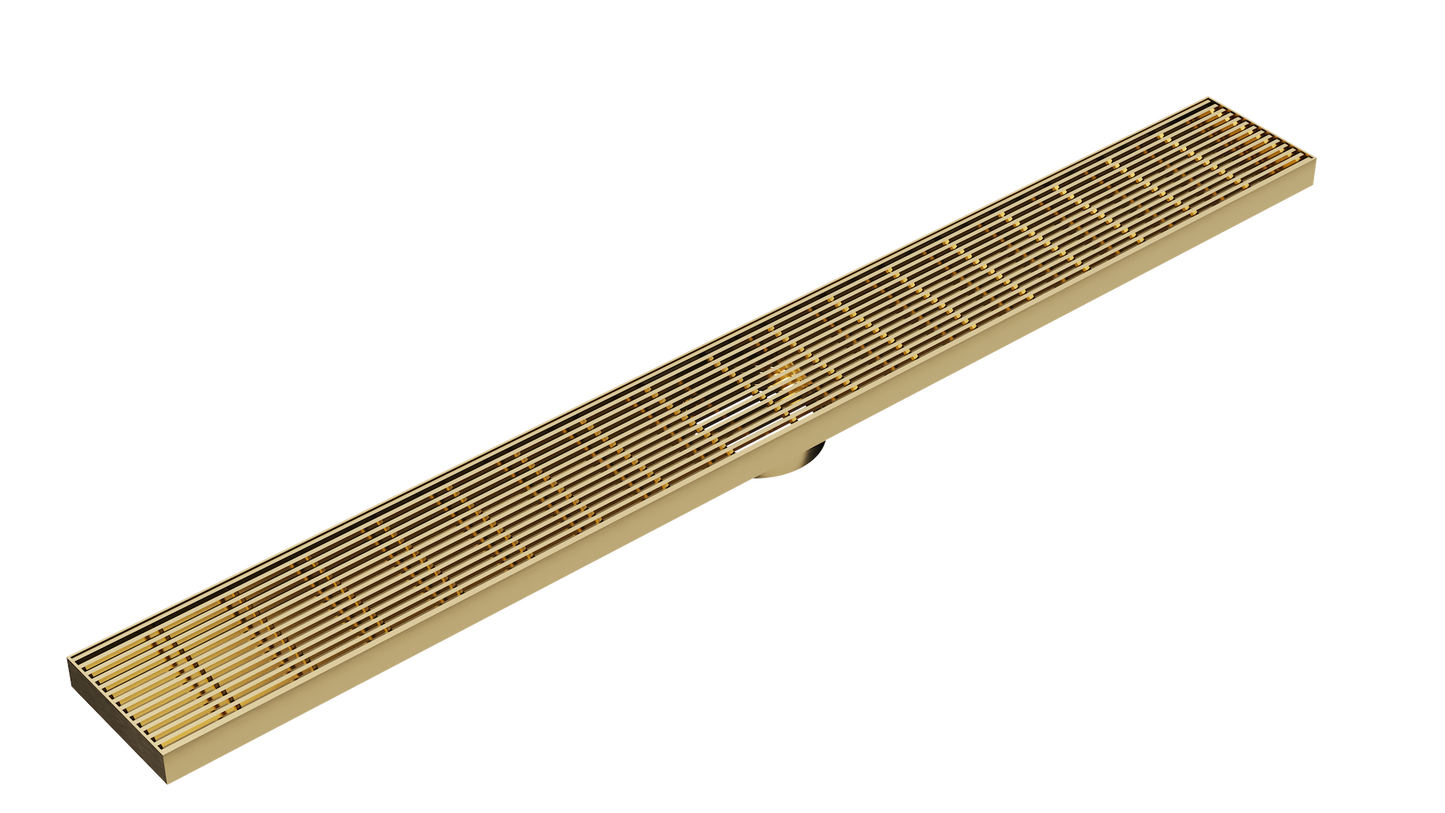 Ezyflow 1000mm Heelguard Linear Waste DN89 - Brushed Brass