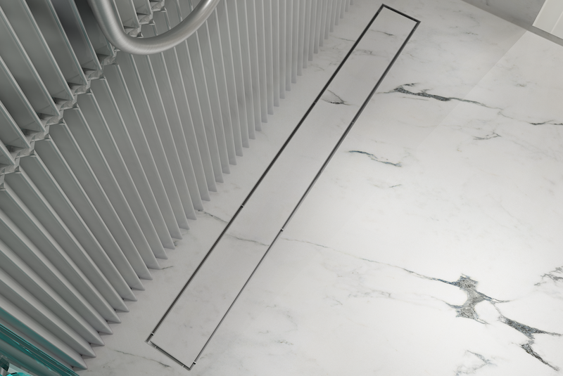 Ezyflow 1000mm Tile Insert Linear Waste DN89 - Brushed Nickel