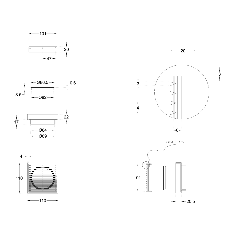 Ezyflow 110mm Heelguard Square Waste DN89