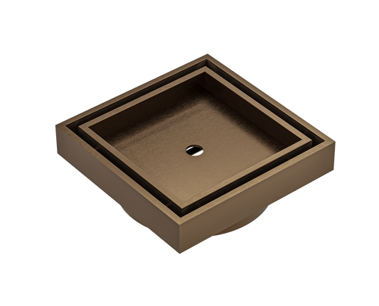 EzyFlow 110mm Tile Insert Square Waste DN89 - Aged Bronze