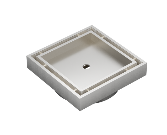 Ezyflow 110mm Tile Insert Square Waste DN89 - Brushed Nickel