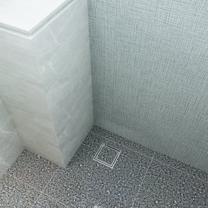 Ezyflow 110mm Tile Insert Square Waste DN89 - Brushed Nickel
