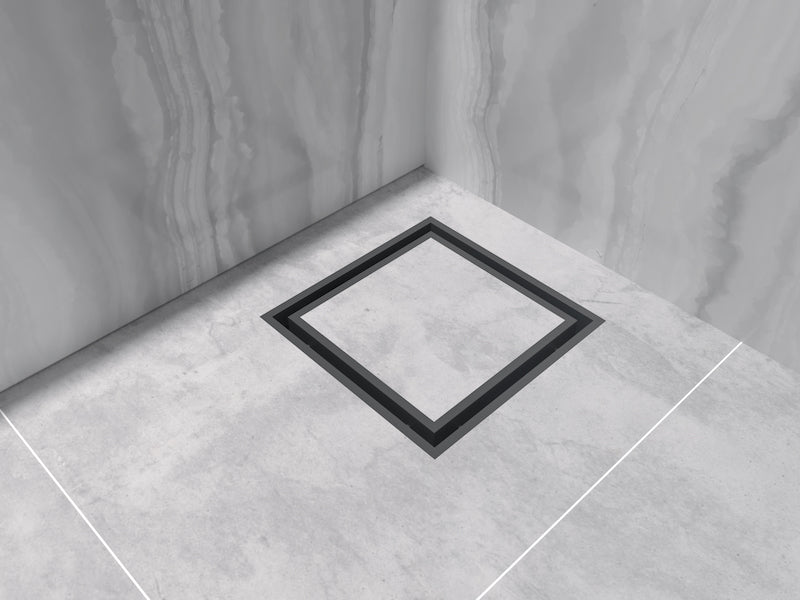Ezyflow 110mm Tile Insert Square Waste DN89 - Matte Black