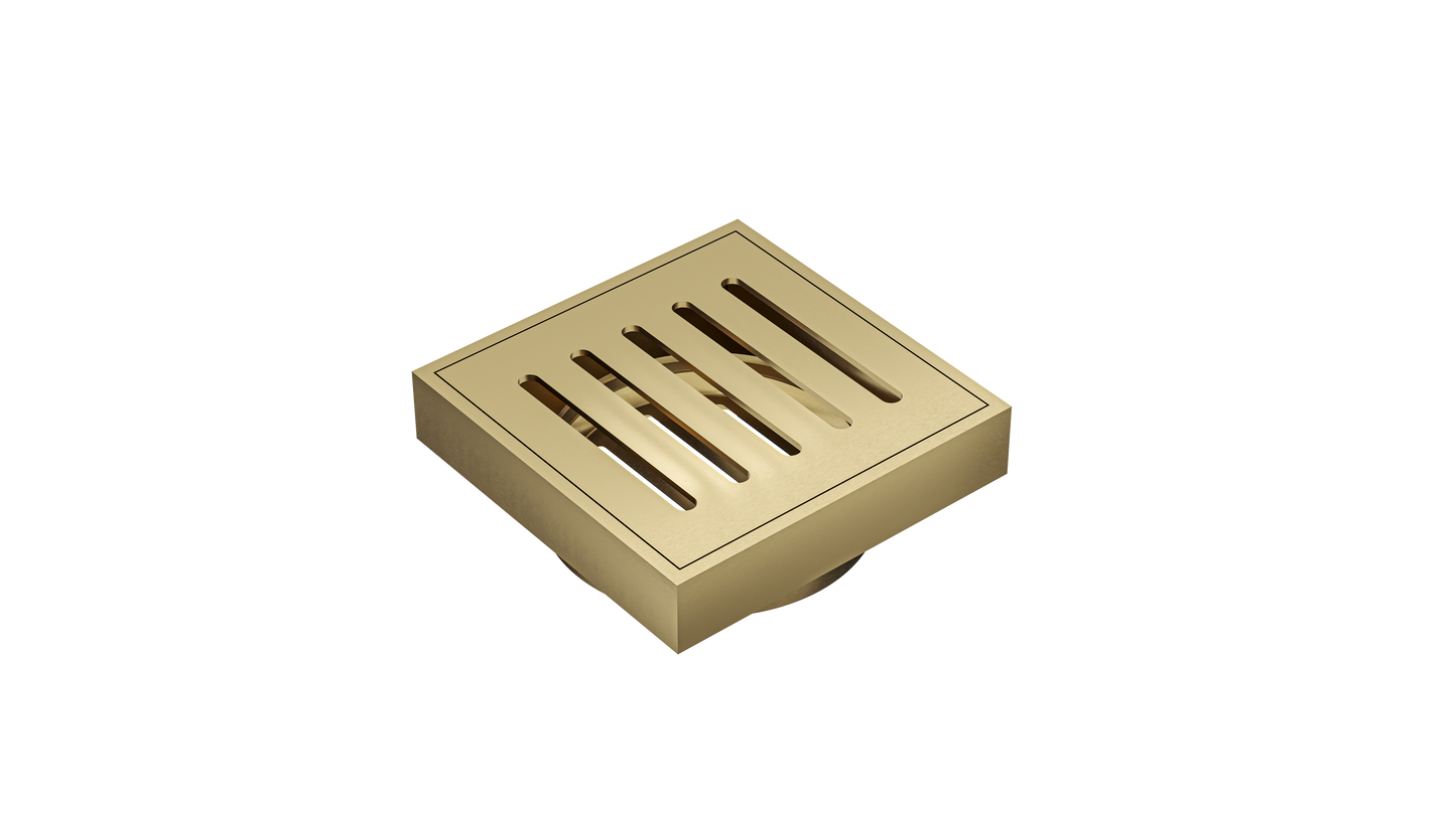 Ezyflow 110mm Vertical Pressed Square Waste DN89 - Brushed Brass
