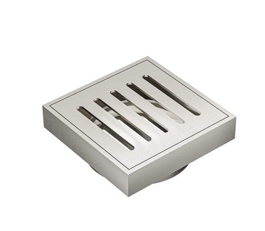 Ezyflow 110mm Vertical Pressed Square Waste DN89 - Brushed Nickel