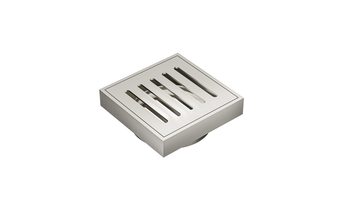 Ezyflow 110mm Vertical Pressed Square Waste DN89 - Brushed Nickel