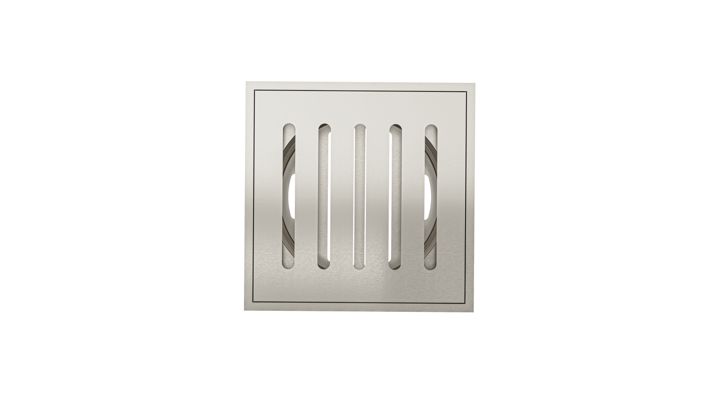 Ezyflow 110mm Vertical Pressed Square Waste DN89 - Brushed Nickel