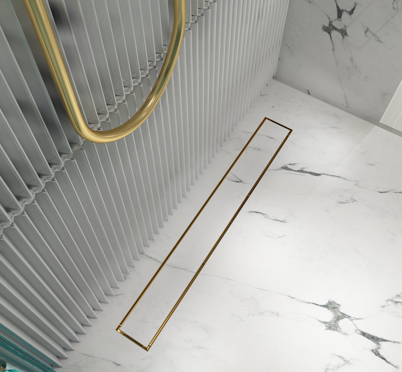 Ezyflow 800mm Tile Insert Linear Waste DN89 - Brushed Brass