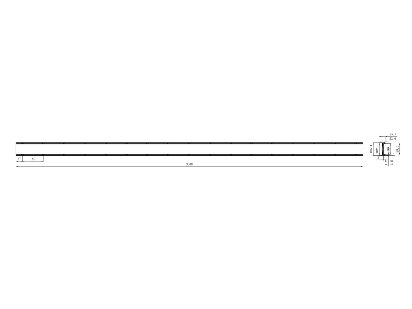 EzyFlow Series 24 Custom Size Tile Insert Per Linear Metre - Brushed Nickel