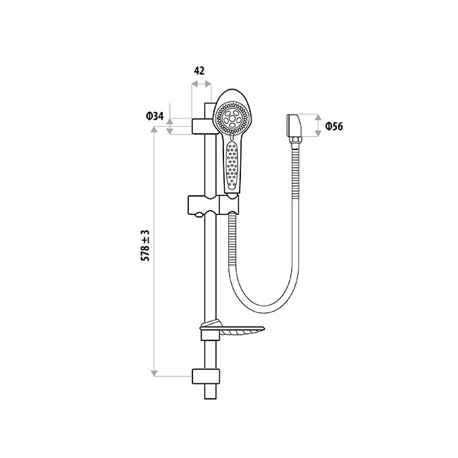ELLE COBRA Rail Shower with Elbow  - Chrome