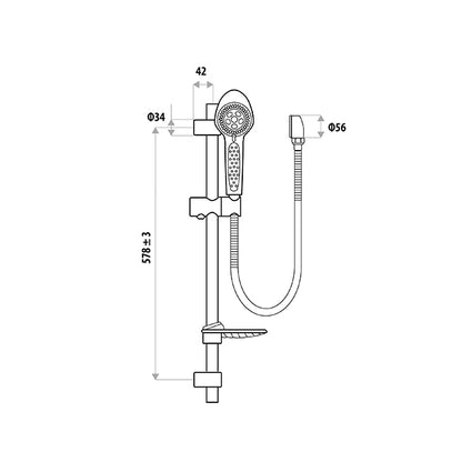 ELLE COBRA Rail Shower with Elbow  - Chrome