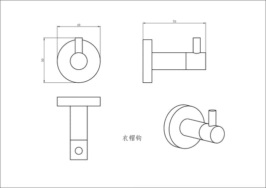 Elle Elite Robe Hook - Gun Metal