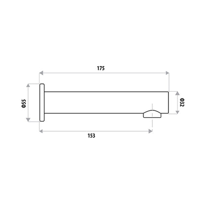 Elle 304 Stainless Bath Spout 150mm Fixed - Brushed Stainless