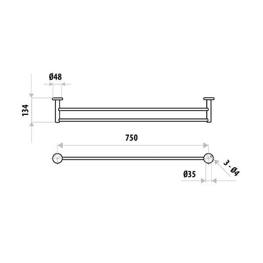 Elle Stainless Steel Double Towel Rail Polished - Polished