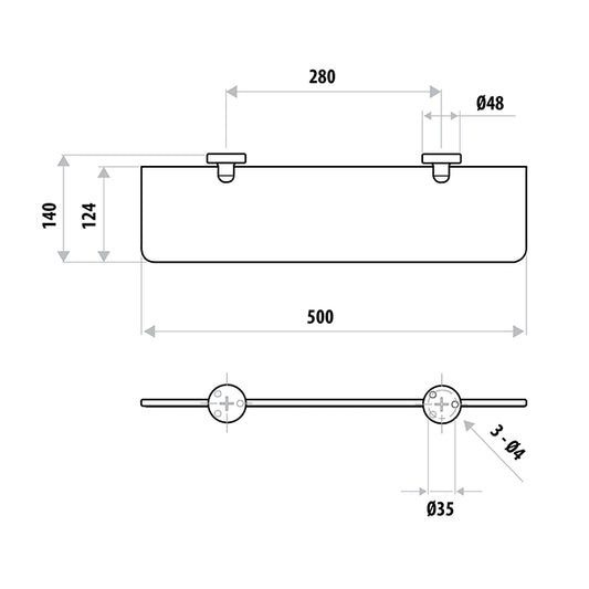 Elle Stainless Steel Glass Shelf Polished - Polished
