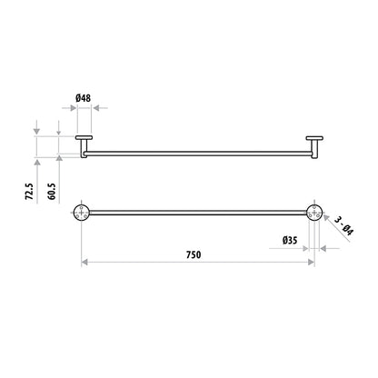 Elle Stainless Steel Single Towel Rail Polished - Polished