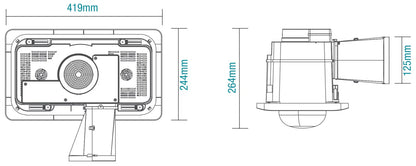 Essence 2 2 Heat 3 in 1 Bathroom Heater Exhaust Fan & 8w R63 4000K LED Light - White