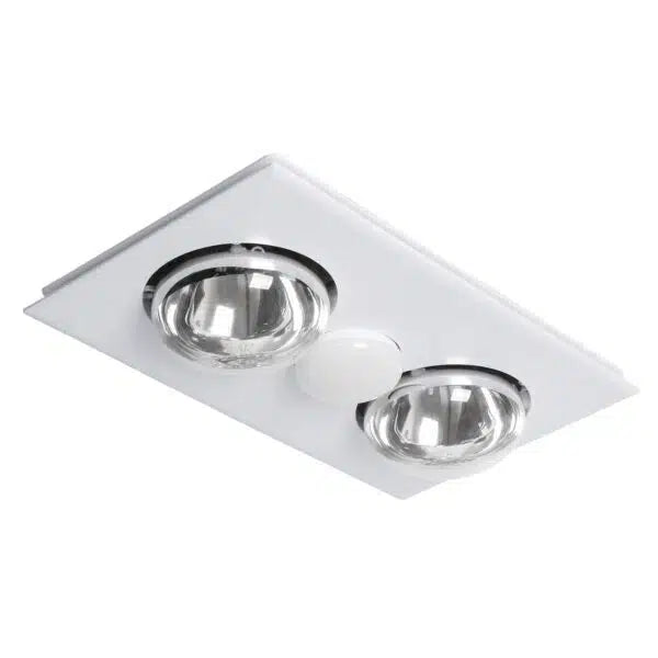 Striker 2 Heat 3 in 1 Bathroom Heater Exhaust Fan & 8w R80 Tricolour LED Downlight - White