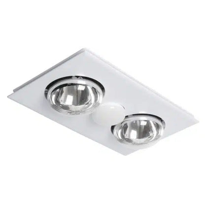 Striker 2 Heat 3 in 1 Bathroom Heater Exhaust Fan & 8w R80 Tricolour LED Downlight - White