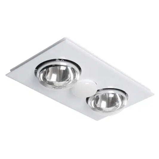 Striker 2 Heat 3 in 1 Bathroom Heater Exhaust Fan & 8w R80 Tricolour LED Downlight - White