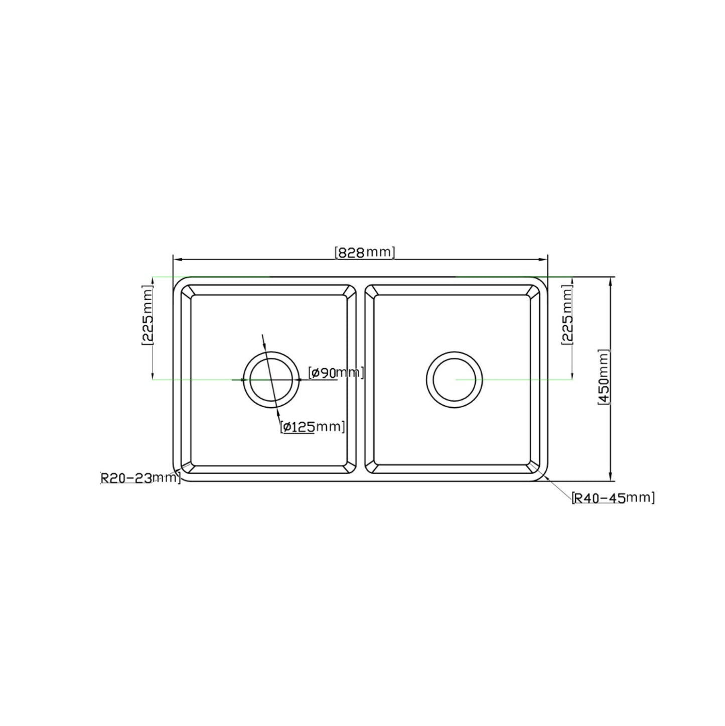 828mm Greenwich Fireclay Farmhouse Double Sink - Fluted & Flat Reversible - Gloss White