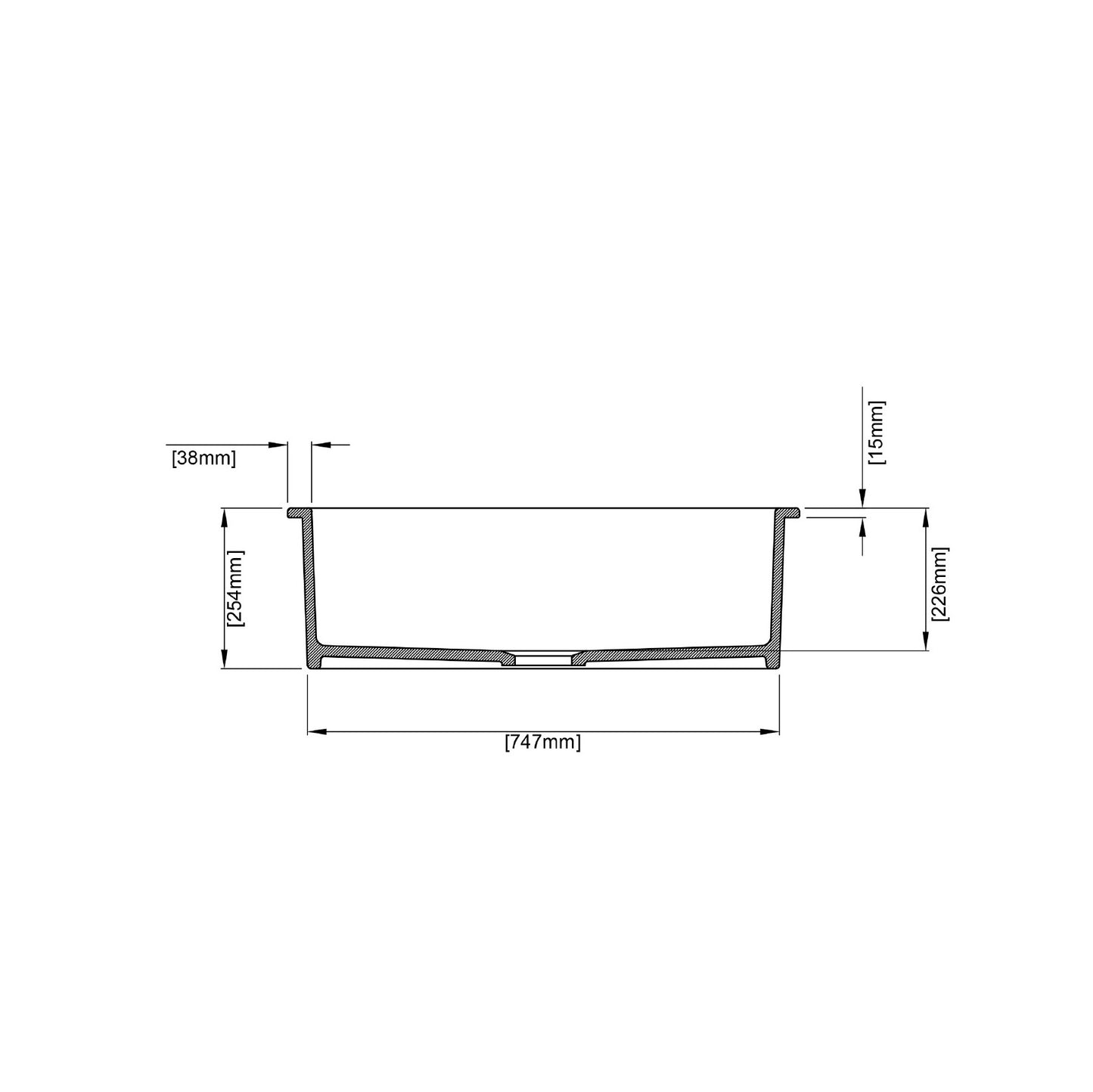 810mm Camden Fireclay Square Insert/Undermount Sink - Gloss White