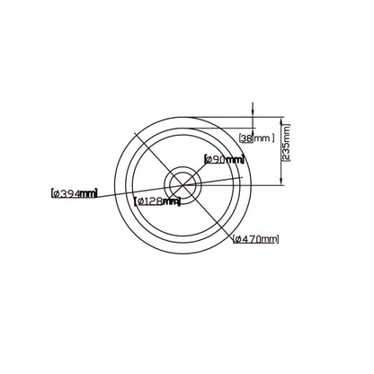 470mm Camden Fireclay Round Insert/Undermount Sink - Matte Black