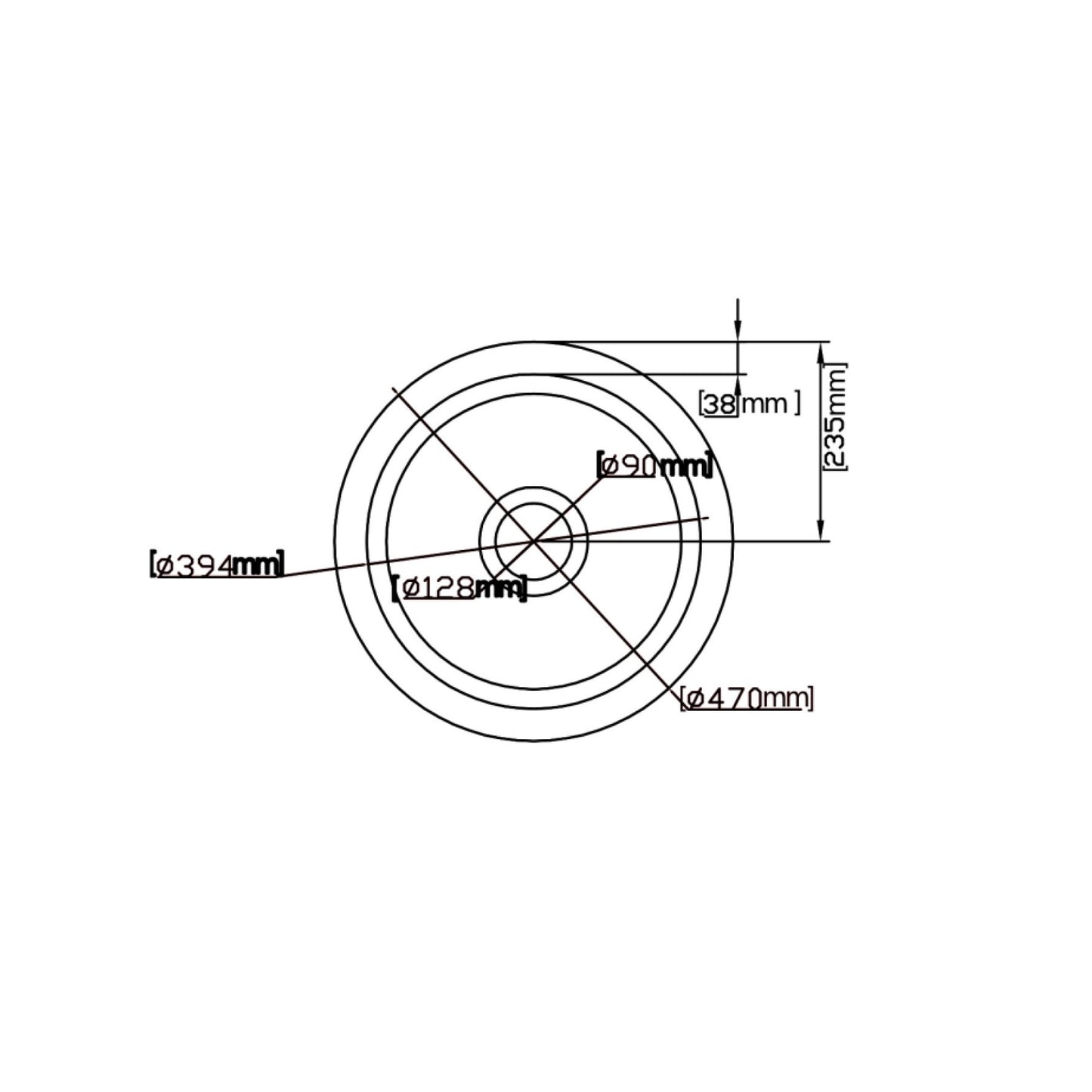 470mm Camden Fireclay Round Insert/Undermount Sink - Gloss White