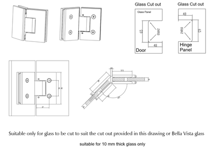 135-Degree Glass to glass hinge - DUSK BRONZE