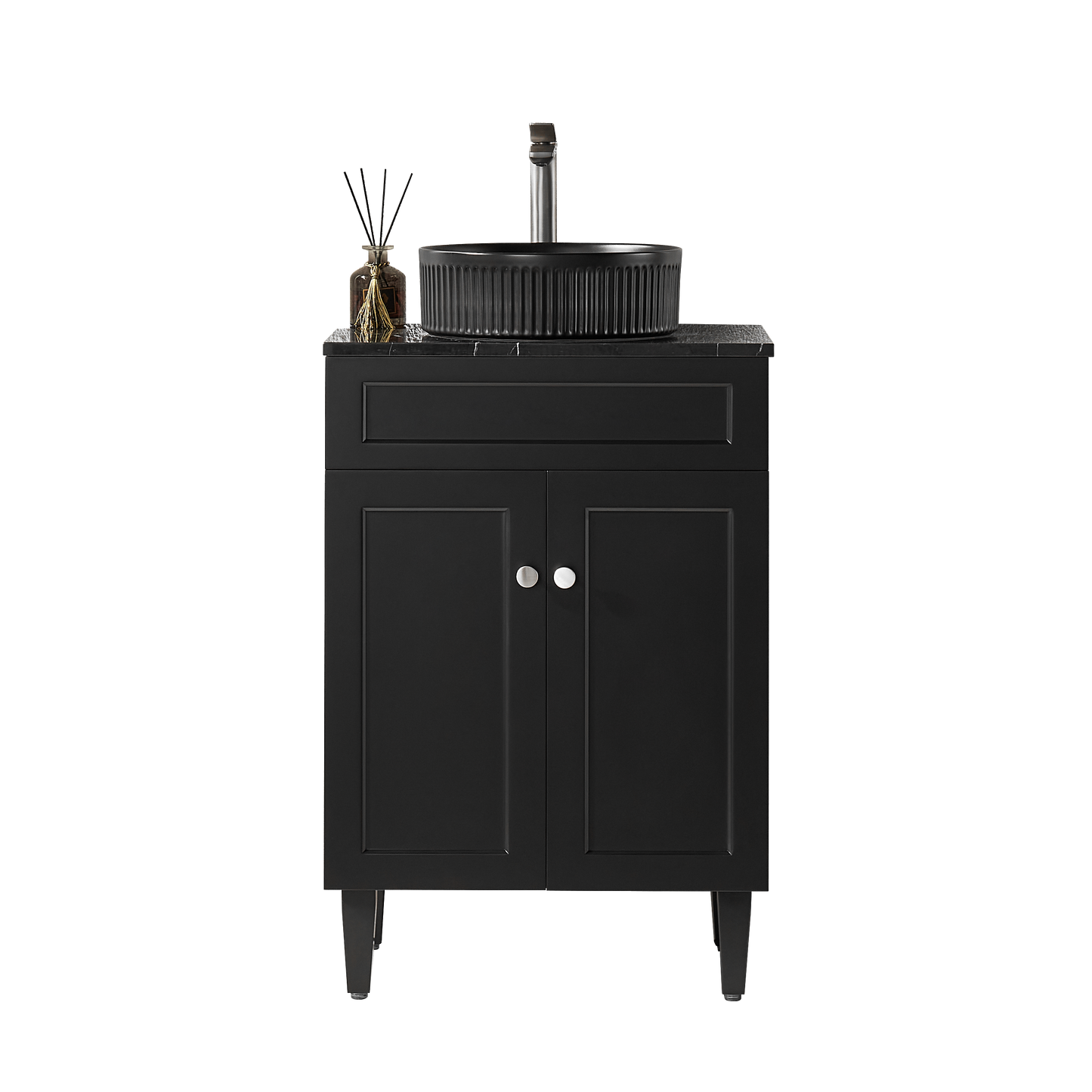 600mm Harrington Floor Vanity PVC Cabinet Only - Matte Black