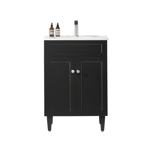 600mm Harrington Floor Vanity PVC Cabinet Only - Matte Black