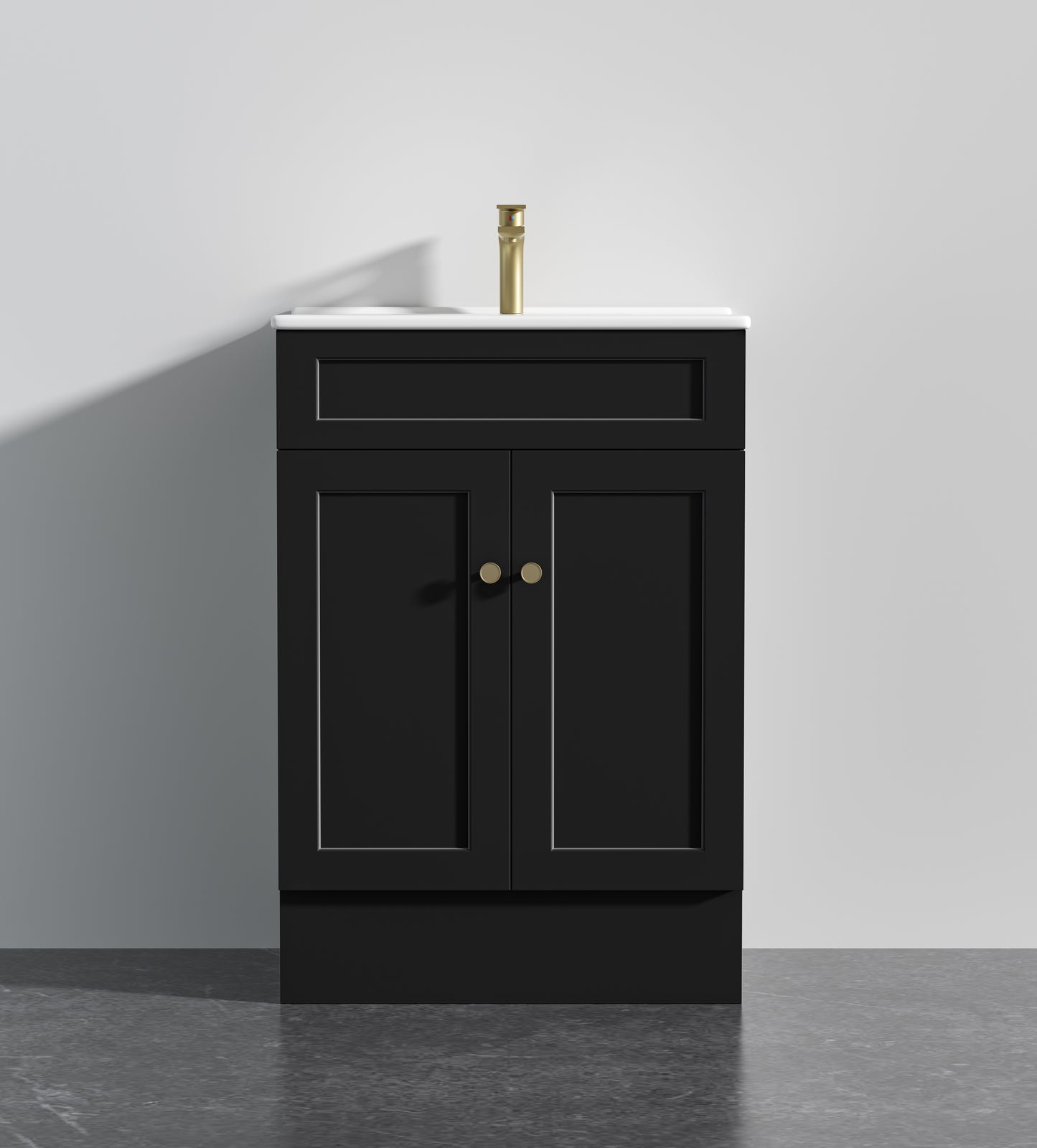 600mm Harrington Floor Vanity PVC Cabinet Only - Matte Black