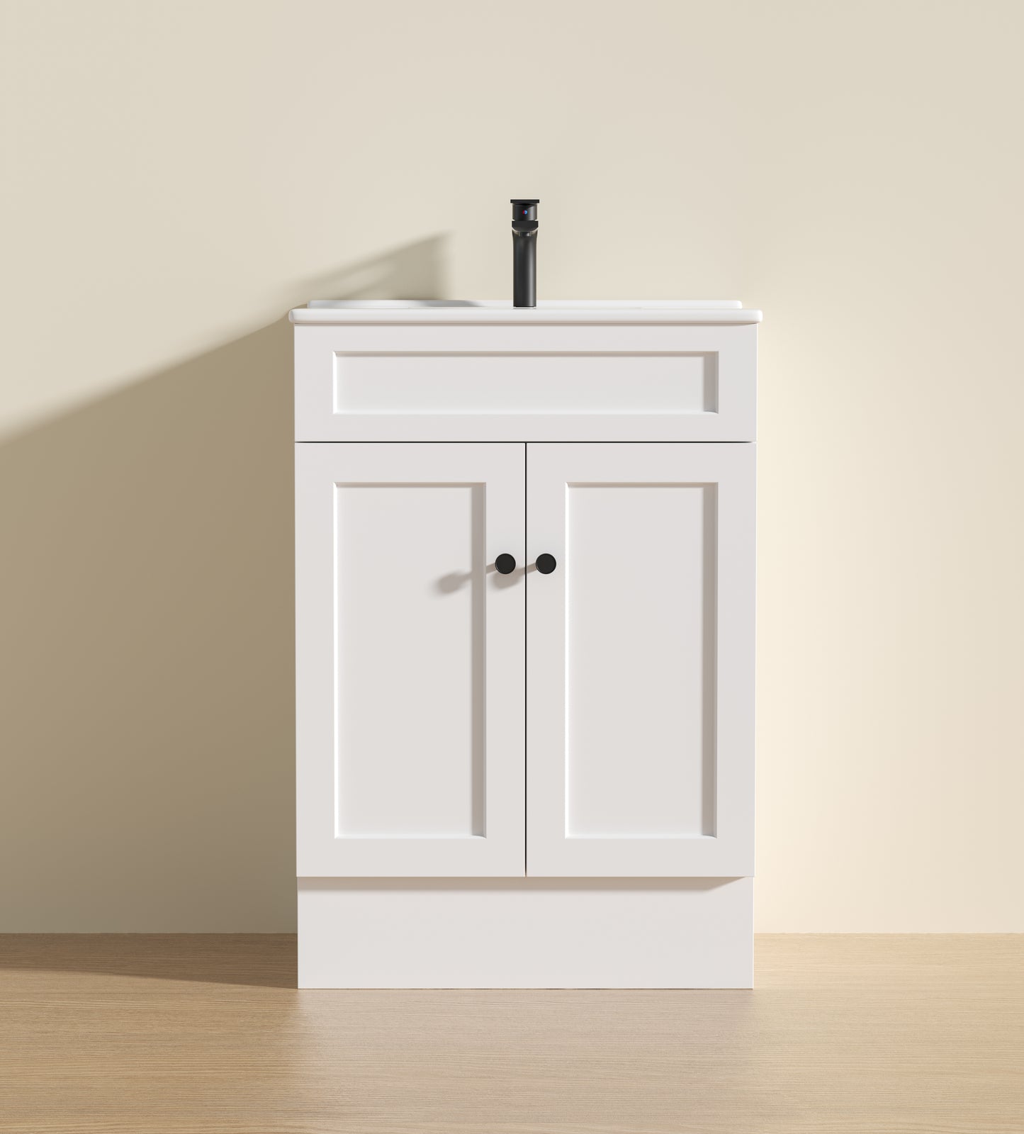 600mm Harrington Floor Vanity PVC Cabinet Only - Matte White