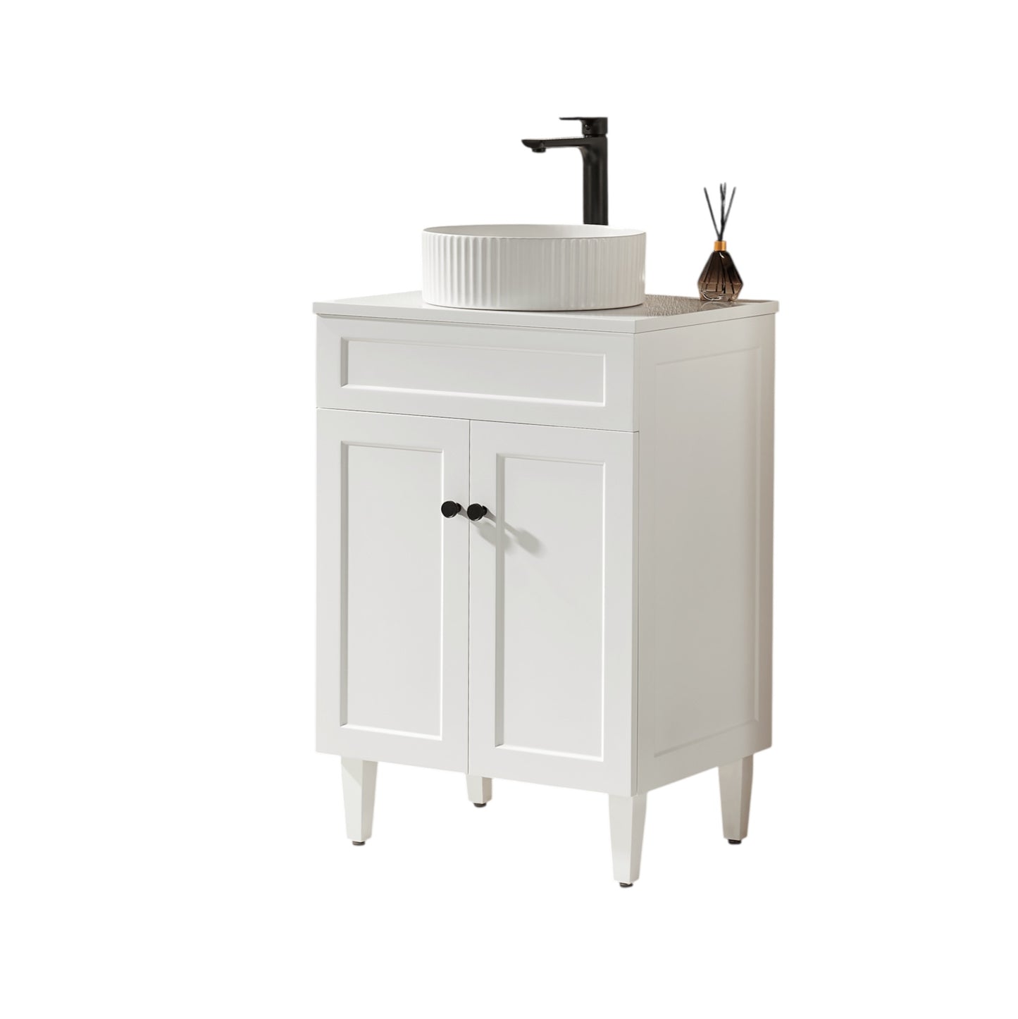 600mm Harrington Floor Vanity PVC Cabinet Only - Matte White