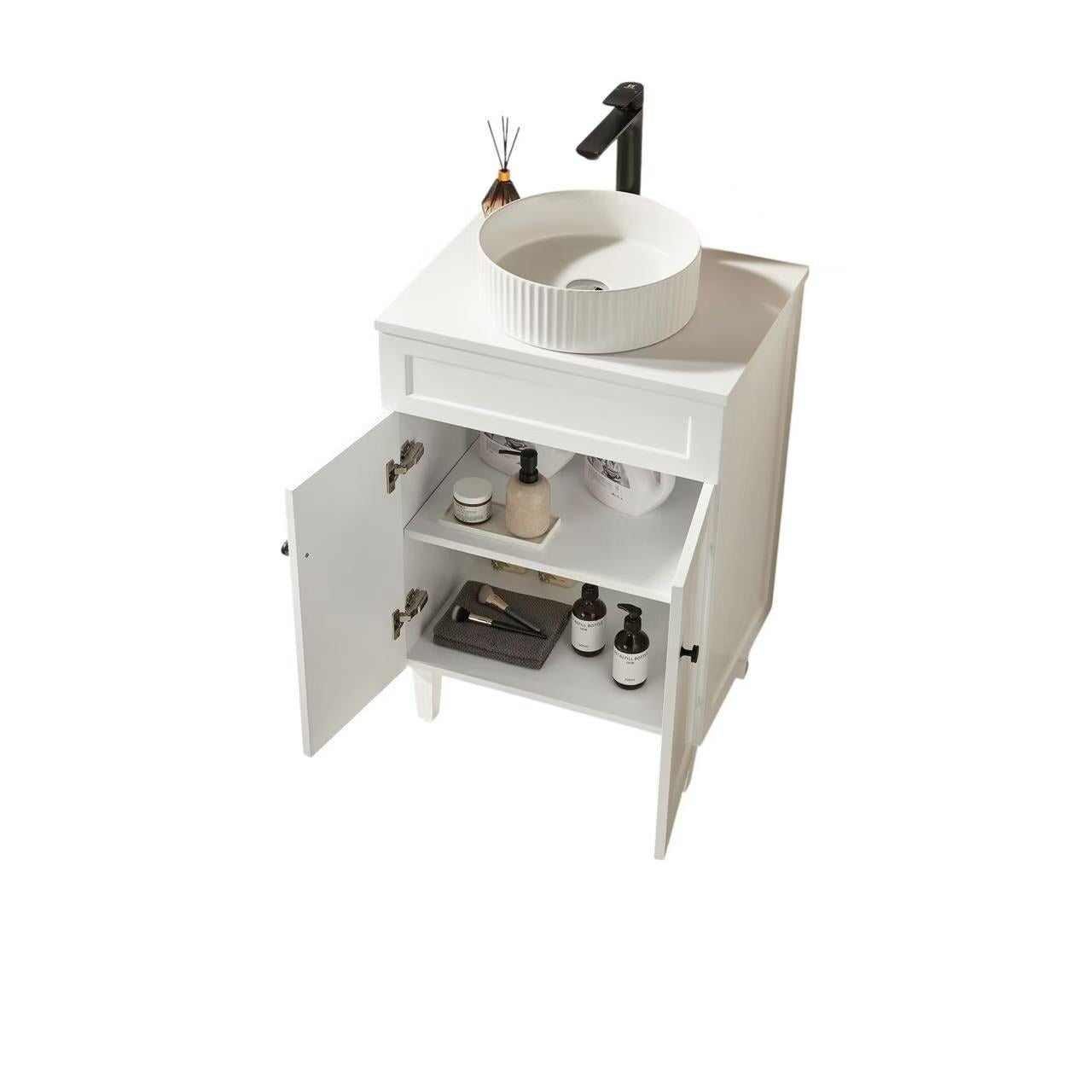600mm Harrington Floor Vanity PVC Cabinet Only - Matte White