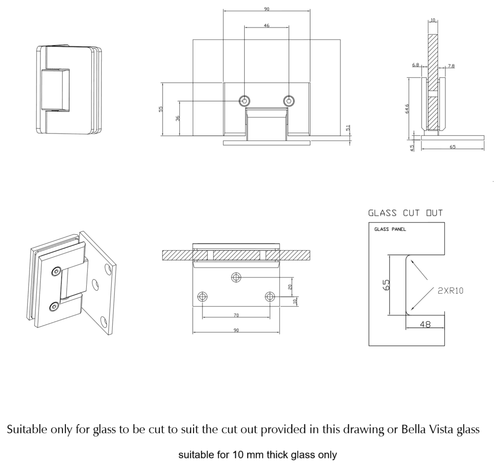 Glass to Wall Hinge - DUSK BRONZE