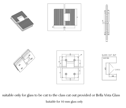 Fluted Shower Hinge Glass to Glass - DUSK BRONZE