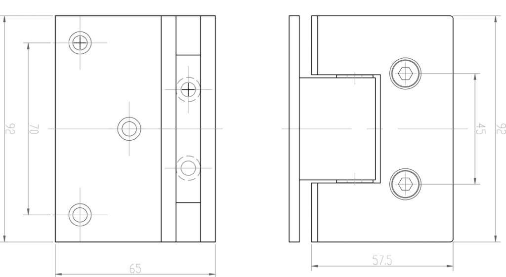 PRADUS - Glass to Wall Hinge - GUN METAL