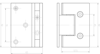 PRADUS - Glass to Wall Hinge - GUN METAL
