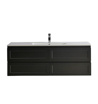 1500mm Fremantal Wall Hung Vanity PVC - Cabinet Only - Single/Double Bowl - Matte White